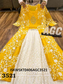 Cotton Schiffli Skirt With Crop Top And Embroidered Chanderi Cotton Shrug-ISKWSKT0406AGC3521