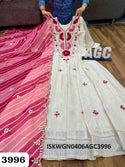 Embroidered Cotton Gown With Lehariya Printed Dupatta-ISKWGN0406AGC3996