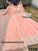 Embroidered Georgette Gown With Dupatta-ISKWGN0406AGC3339
