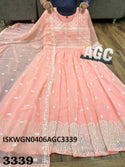Embroidered Georgette Gown With Dupatta-ISKWGN0406AGC3339