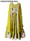 Embroidered Dola Silk Skirt With Blouse And Organza Cape-ISKWSKT0506RR-6964