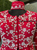 Embroidered Dola Silk Peplum Top With Organza And Dupatta-ISKWSKT0606RR-4670