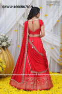Embroidered Viscose Dola Jacquard Lehenga With Blouse And Georgette Dupatta-ISKWLH1006BK783N