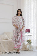 Printed Cotton Anarkali Kurti With Pant And Dupatta-ISKWSUFC130624W