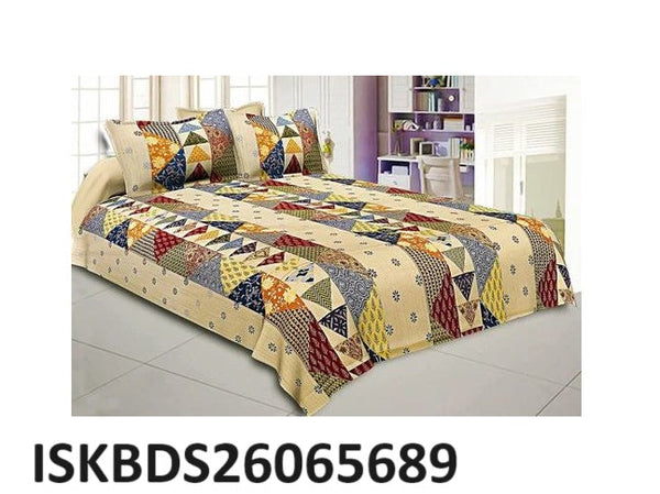 3 Pc Fitted Glace Cotton Bedsheet Set-ISKBDS26065689