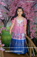 Kalamkari Printed Banarasi Silk Gown With Organza Peplum Jacket-ISKWKD2106BKID47