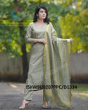 Cotton Silk Kurti With Pant And Dupatta-ISKWSU0207PPC/D1334