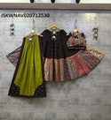 Embroidered Cotton Lehenga With Blouse And Dupatta-ISKWNAV020712530
