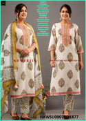 Printed Cotton Kurti With Pant And Dupatta-ISKWSU0807ND1877