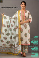 Printed Cotton Kurti With Pant And Dupatta-ISKWSU0807ND1877