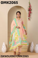 Digital Printed Malmal Anarkali Kurti With Pant And Dupatta-ISKWSU0907OMK2065