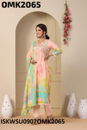 Digital Printed Malmal Anarkali Kurti With Pant And Dupatta-ISKWSU0907OMK2065