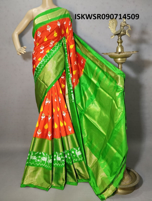 Ikkat Printed Silk Saree With Blouse-ISKWSR090714509