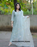 Embroidered Silk Kurti With Cotton Silk Pant And Organza Dupatta-ISKWSU0907PPC/D1492