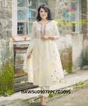 Embroidered Malmal Cotton Anarkali Kurti With Pant And Dupatta-ISKWSU0907PPC/D1095
