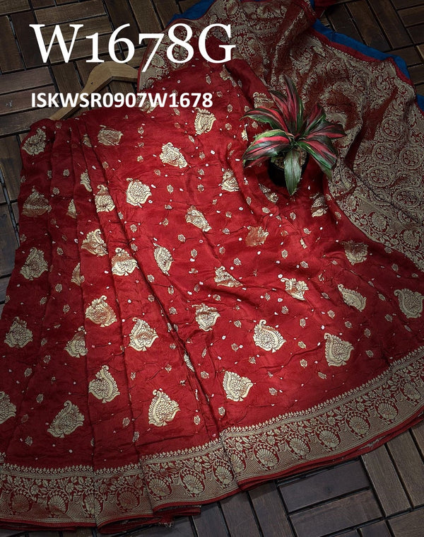 Bandhani Digital Printed Silk Saree With Contrast Blouse-ISKWSR0907W1678