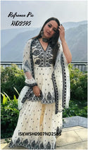 Embroidered Malmal Cotton Kurti With Sharara And Dupatta-ISKWSH0907ND2595