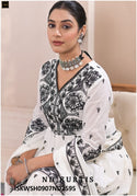 Embroidered Malmal Cotton Kurti With Sharara And Dupatta-ISKWSH0907ND2595