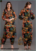 Floral Printed Cotton Kurti With Afghani Pant And Dupatta-ISKWSU0907ND2934/ND2935