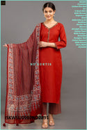Cotton Kurti With Zigzag Printed Pant And Malmal Cotton Dupatta-ISKWSU0907ND2891