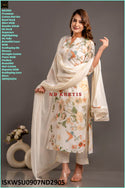 Printed Cotton Kurti With Pant And Malmal Cotton Dupatta-ISKWSU0907ND2905