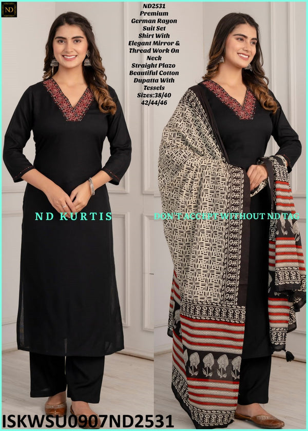 Rayon Kurti With Palazzo And Printed Cotton Dupatta-ISKWSU0907ND2531