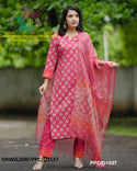 Hand Block Printed Cotton Kurti With Pant And Kota Doriya Dupatta-ISKWSU0907PPC/D1537