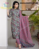 Kalamkari Printed Cotton Kurti With Striped Pant And Malmal Cotton Dupatta-ISKWSU0907PPC/D1556