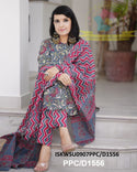 Kalamkari Printed Cotton Kurti With Striped Pant And Malmal Cotton Dupatta-ISKWSU0907PPC/D1556