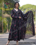 Ikkat Printed Cotton Anarkali Kurti With Pant And Malmal Cotton Dupatta-ISKWSU0907PPC/D1560