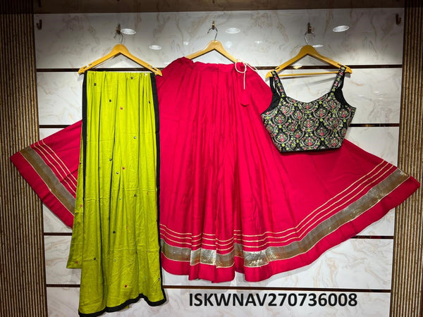 Sequined Cotton Silk Lehenga With Blouse And Dupatta-ISKWNAV270736008