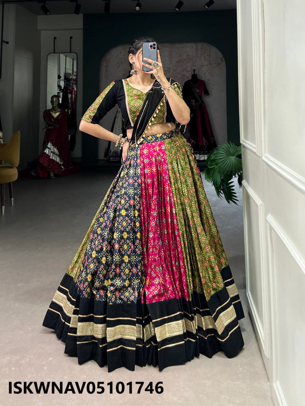 Foil Printed Dola Silk Lehenga With Blouse And Chanderi Dupatta -ISKWNAV05101746