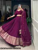 Embroidered Chanderi Lehenga With Blouse And Dupatta-ISKWNAV051000698