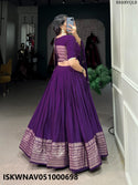 Embroidered Chanderi Lehenga With Blouse And Dupatta-ISKWNAV051000698