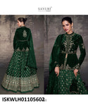 Embroidered Velvet Top With Silk Lehenga And Velvet Dupatta-ISKWLH01105602