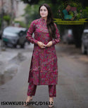 Kalamkari Printed Maslin Cotton Kurti With Maslin Pant-ISKWKU0310PPC/D1632