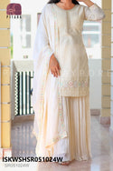 Chikankari Georgette Kurti With Sharara And Dupatta-ISKWSHSR051024W/SR051024M