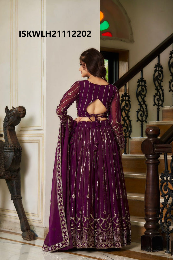 Embroidered Georgette Lehenga With Blouse And Dupatta-ISKWLH21112202