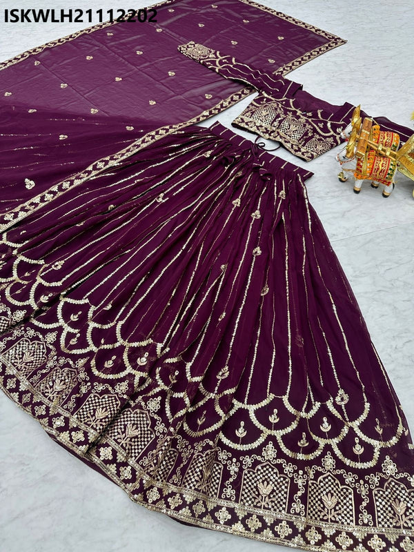 Embroidered Georgette Lehenga With Blouse And Dupatta-ISKWLH21112202