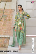 Printed Silk Peplum Kurti With Pant And Dupatta-ISKWSU0512307