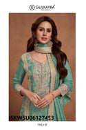 Embroidered Shimmer Silk Kurti With Pant And Dupatta-ISKWSU06127453