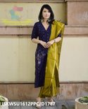 Handloom Weaved Silk Kurti With Pant And Handloom Zari Dupatta-ISKWSU1612PPC/D1787