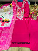 Embroidered Maslin Silk Kurti With Pant And Banarasi Silk Dupatta-ISKWSU1812NP3241