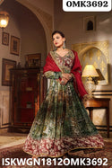 Printed Chinon Gown With Organza Dupatta-ISKWGN1812OMK3692