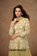 Embroidered Chinon Kurti With Palazzo And Dupatta-ISKWPL19123322