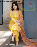 Embroidered Khadi Cotton Kurti With Pant And Hand Block Printed Kota Doriya Dupatta-ISKWSU2012PPC/D1553