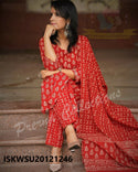 Printed Cotton Anarkali Kurti With Pant And Dupatta-ISKWSU20121246