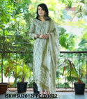 Hand Block Printed Cotton Kurti With Pant And Dupatta-ISKWSU2012PPC/D1022