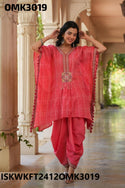 Embroidered Cotton Kaftan With Dhoti Pant-ISKWKFT2412OMK3019