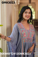 Embroidered Cotton Kaftan With Pant-ISKWKFT2412OMK3023